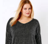 Woman in Yours Clothing Grey Top